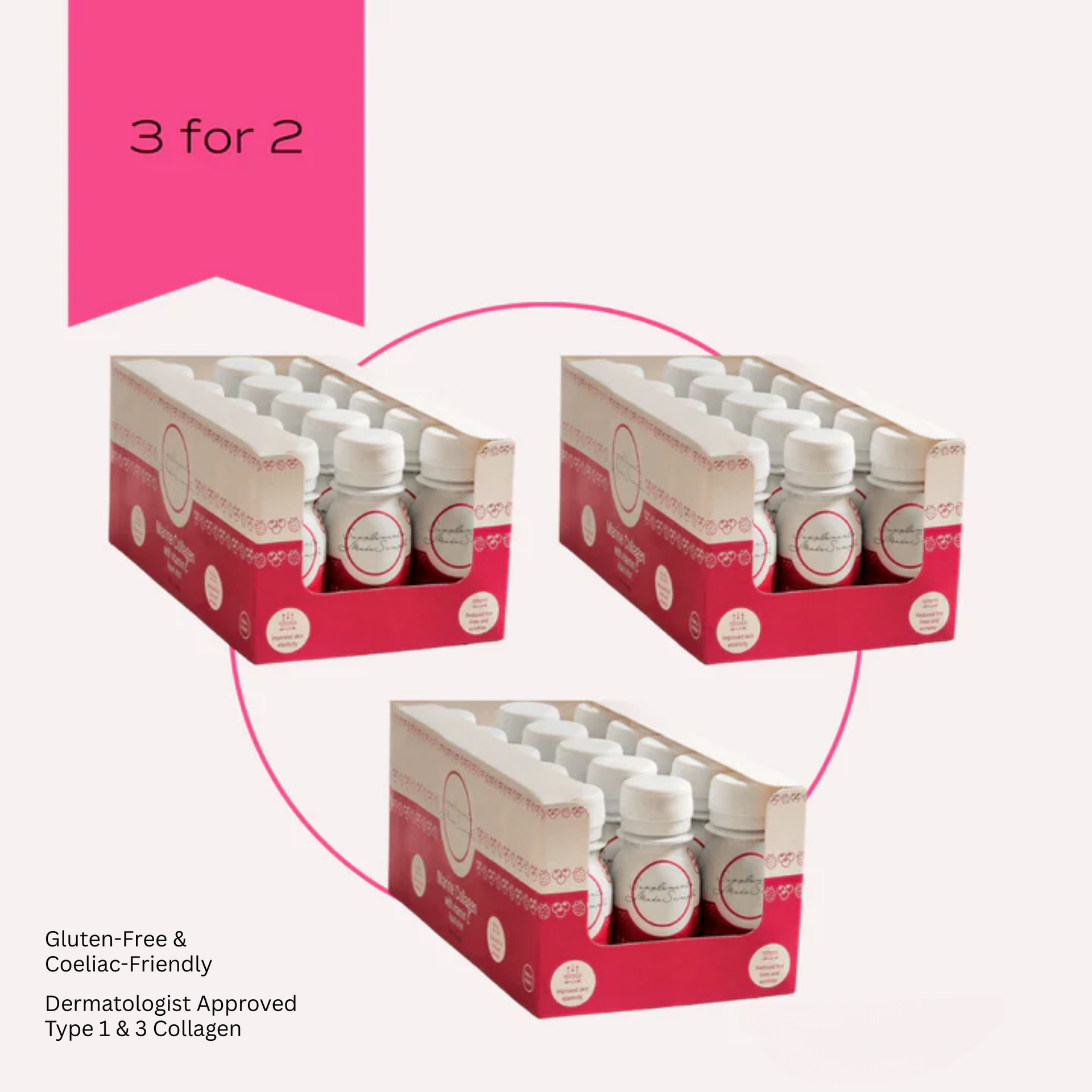 3 for 2 Marine Collagen with Vitamin C Liquid Shots - Berry - 90 shots - 2.5g Collagen per Shot