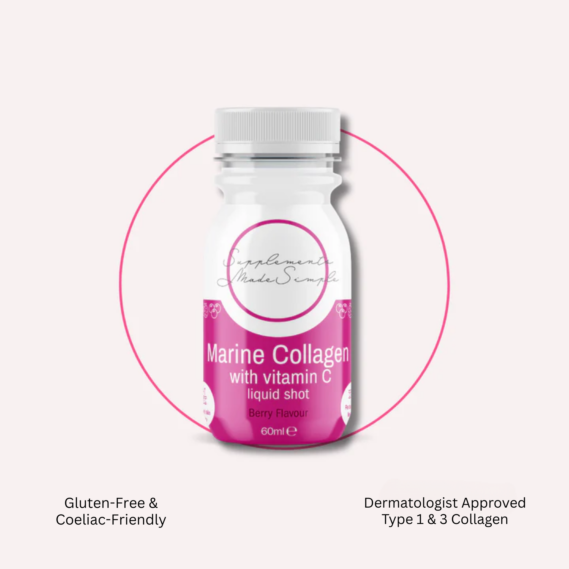Marine Collagen with Vitamin C Liquid Shots - Berry - 2 x 15 Shots - 2.5g Collagen per Shot