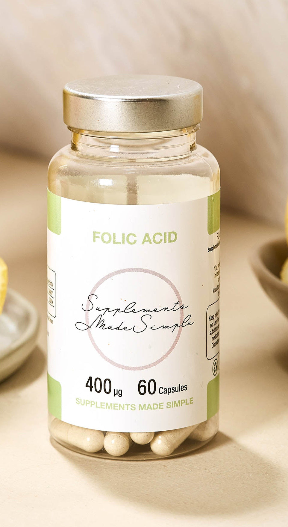 Folic Acid – 400µg – 60 Capsules – Supports Pregnancy & Cell Function